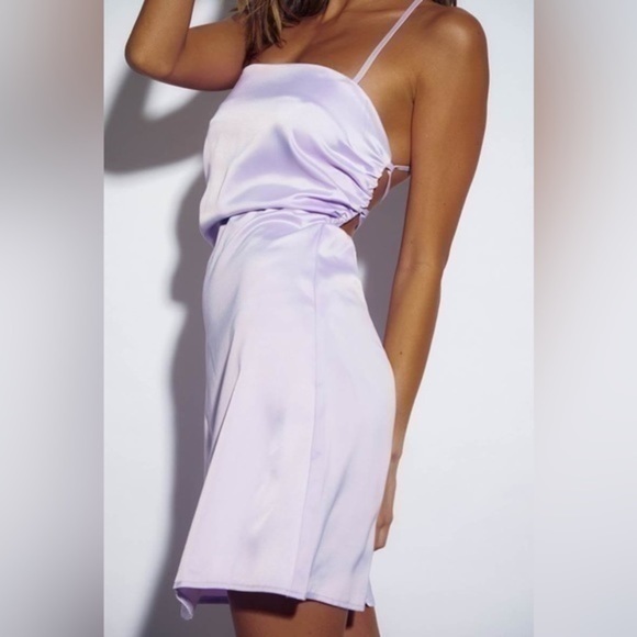 SNDYS Lavender Satin Silk Look Cabo Mini Dress - Picture 3 of 7